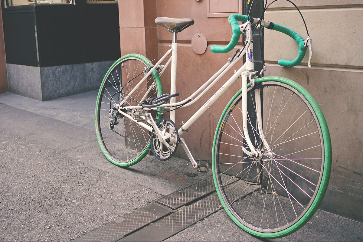 Very unique custom painted bicycle in green and white